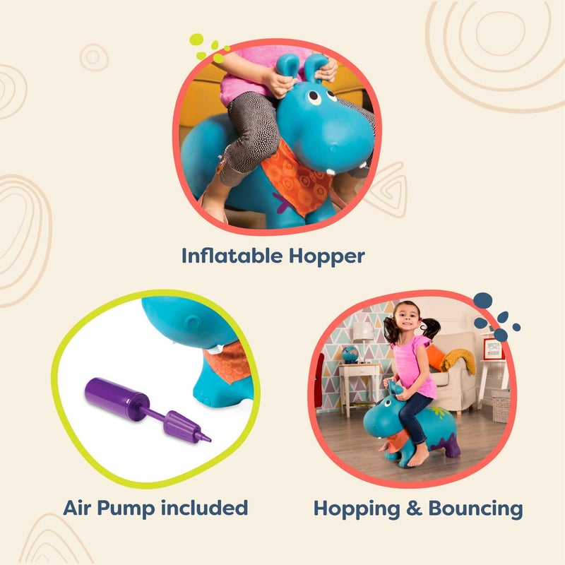 B. toys â€“ Bouncy Boing Inflatable Hippo Ride â€“ On Bouncer with Air Pump Included â€“ Hankypants â€“ Fun Bouncing Toy for Toddlers 18 Months and Up - Image 5